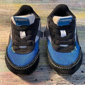 Shoe Sale🔥Puma Black and Blue Velcro Sneakers for Everyday Comfort